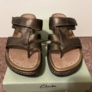 Clarks Artisan Collection Leather Thong Sandals, Antique Bronze